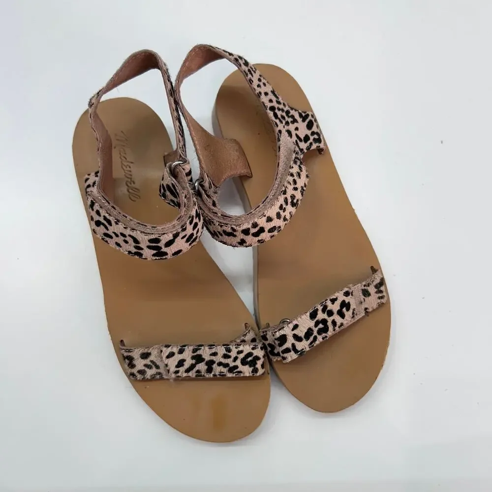 Madewell The Maggie Sandal 7.5 Brown Beige Calf Hair Leather Strappy Neutral - Picture 2 of 6
